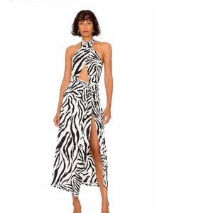 Chic Zebra Print Halter Dress